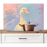 KitchenYeah Spatscherm keuken 100x65 cm - Kookplaat achterwand Eend - Zonnebril - Water - Muurbeschermer - Spatwand fornuis - Hoogwaardig aluminium