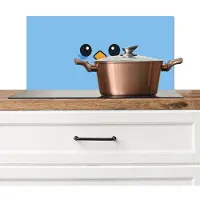 KitchenYeah Spatscherm keuken 60x30 cm - Kookplaat achterwand Vogel - Blauw - Eenvoudig - Muurbeschermer - Spatwand fornuis - Hoogwaardig aluminium