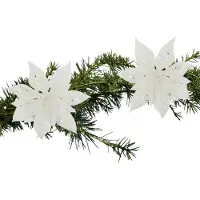 COSY&TRENDY Cosy & Trendy Decoratie bloem - 2x stuks - kerstster - op clip - wit - glitter -15 cm - kunststof - kerstversiering