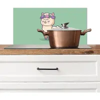 KitchenYeah Spatscherm keuken 60x30 cm - Kookplaat achterwand Alpaca - Groen - Bloemendiadeem - Muurbeschermer - Spatwand fornuis - Hoogwaardig aluminium