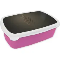 MuchoWow Broodtrommel Roze - Lunchbox Tak - Pluimgras - Donkerbruin - Brooddoos 18x12x6 cm - Brood lunch box - Broodtrommels voor kinderen en volwassenen