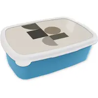 MuchoWow Broodtrommel Blauw - Lunchbox Aardetinten - Abstracte compositie - Eenvoudige vormen - Brooddoos 18x12x6 cm - Brood lunch box - Broodtrommels voor kinderen en volwassenen
