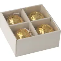 J-Line kerstbal Spiegel - glas - geel - small - doos van 4