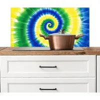 KitchenYeah Spatscherm keuken 90x45 cm - Kookplaat achterwand Spiraal - Groen - Draaiend - Muurbeschermer - Spatwand fornuis - Hoogwaardig aluminium