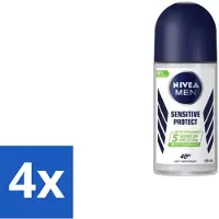 Nivea 4 x - Men - Deodorant - Roller - Sensitive Protect - 50 ml - Gevoelige Huid - Deodorant Roller - 48 Uur Bescherming - Kamille Extract - Avocado Olie