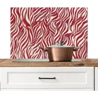 KitchenYeah Spatscherm keuken 90x60 cm - Kookplaat achterwand Golvende vormen - Abstract - Rood - Muurbeschermer - Spatwand fornuis - Hoogwaardig aluminium