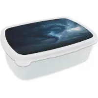 MuchoWow Broodtrommel Wit - Lunchbox Tornado - Duister - Wolken - Brooddoos 18x12x6 cm - Brood lunch box - Broodtrommels voor kinderen en volwassenen