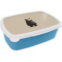 MuchoWow Broodtrommel Blauw - Lunchbox Beer - Donkerbruin - Minimalistisch - Brooddoos 18x12x6 cm - Brood lunch box - Broodtrommels voor kinderen en volwassenen