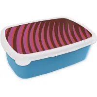 MuchoWow Broodtrommel Blauw - Lunchbox Lijnen - Rood - Beweging - Brooddoos 18x12x6 cm - Brood lunch box - Broodtrommels voor kinderen en volwassenen