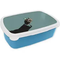 MuchoWow Broodtrommel Blauw - Lunchbox Arm - Glas - Pak - Blauw - Brooddoos 18x12x6 cm - Brood lunch box - Broodtrommels voor kinderen en volwassenen