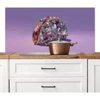 KitchenYeah Spatscherm keuken 120x60 cm - Kookplaat achterwand Edelstenen - Glitters - Paars - Kleurrijk - Muurbeschermer - Spatwand fornuis - Hoogwaardig aluminium