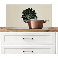 KitchenYeah Spatscherm keuken 90x45 cm - Kookplaat achterwand Rozet - Cirkelvormig - Donkergroen - Muurbeschermer - Spatwand fornuis - Hoogwaardig aluminium