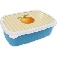 MuchoWow Broodtrommel Blauw - Lunchbox Sinaasappel - Strepen - Oranje - Zomers - Brooddoos 18x12x6 cm - Brood lunch box - Broodtrommels voor kinderen en volwassenen