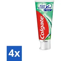 Colgate 4 x Tandpasta Triple Action Extra Fresh 75 ml - Tandpasta - Gaatjes - Tanden - Frisse Adem - Witte Tanden
