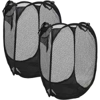 Gerimport Wasmand flexibel/opvouwbaar - 2x - zwart - kunststof - 30 x 30 x 50 cm - 55 liter