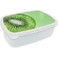 MuchoWow Broodtrommel Wit - Lunchbox Kiwi - Groen - Fris - Brooddoos 18x12x6 cm - Brood lunch box - Broodtrommels voor kinderen en volwassenen