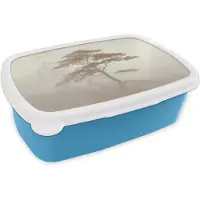 MuchoWow Broodtrommel Blauw - Lunchbox Boom - Oosterse stijl - Landschap - Brooddoos 18x12x6 cm - Brood lunch box - Broodtrommels voor kinderen en volwassenen