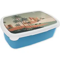 MuchoWow Broodtrommel Blauw - Lunchbox Nachtlandschap - Kamelen - Sterren - zandduinden - Brooddoos 18x12x6 cm - Brood lunch box - Broodtrommels voor kinderen en volwassenen