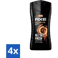 Axe 4 x - 3-in-1 Douchegel - Dark Temptation - Dark Chocolate - 250 ml - Dark Temptation Douchegel - 3-in-1 Douchegel - Chocolade Geur - Douchegel Voor Lichaam - Douchegel Voor Gezicht