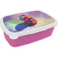 MuchoWow Broodtrommel Roze - Lunchbox Frisdrank - Blik - Paars - Brooddoos 18x12x6 cm - Brood lunch box - Broodtrommels voor kinderen en volwassenen