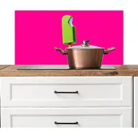 KitchenYeah Spatscherm keuken 80x40 cm - Kookplaat achterwand Ijsje - Stokje - Minimalistisch - Groen - Muurbeschermer - Spatwand fornuis - Hoogwaardig aluminium