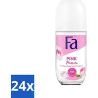 Fa Pflege 24 x Deodorant Roller Pink Passion 50 ml - Deodorant - Antitranspirant - - Pink Passion - Roze Roos