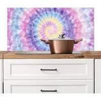 KitchenYeah Spatscherm keuken 100x50 cm - Kookplaat achterwand Spiraal - Tie dye - Pasteltinten - Muurbeschermer - Spatwand fornuis - Hoogwaardig aluminium