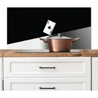 KitchenYeah Spatscherm keuken 100x50 cm - Kookplaat achterwand Speelkaart - Klaver - Abstract - Zwart - Muurbeschermer - Spatwand fornuis - Hoogwaardig aluminium