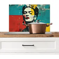 KitchenYeah Spatscherm keuken 60x40 cm - Kookplaat achterwand Bloemen - Felle kleuren - Grafisch - Modern - Muurbeschermer - Spatwand fornuis - Hoogwaardig aluminium