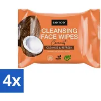 Sence 4 x - Coconut - Gezichtsreinigingsdoekjes - Verzorgend - 20 Doekjes - Gezichtsreinigingsdoekjes - Kokos - Huidverzorging - Make-up Verwijderen - Hydrateren