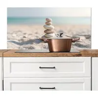 KitchenYeah Spatscherm keuken 100x50 cm - Kookplaat achterwand Stenen - Stapel - Zand - Zee - Muurbeschermer - Spatwand fornuis - Hoogwaardig aluminium