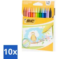 BIC 10 x - Waskrijt - Diverse Kleuren - 12 Krijtjes - Waskrijt - Kleurkrijt - Creatief Schrijven - Tekenen - Kleurrijke Krijtjes