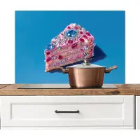 KitchenYeah Spatscherm keuken 80x55 cm - Kookplaat achterwand Taart - Edelstenen - Glitters - Roze - Muurbeschermer - Spatwand fornuis - Hoogwaardig aluminium