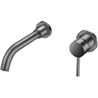 BES LED Wastafelkraan - Leoni - Inbouw - met Inbouwdeel - Waterbesparend - Gunmetal Grijs - PVD Coating