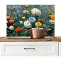 KitchenYeah Spatscherm keuken 90x60 cm - Kookplaat achterwand Close-up - Veld - Bloemen - Kleurrijk - Muurbeschermer - Spatwand fornuis - Hoogwaardig aluminium