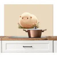 KitchenYeah Spatscherm keuken 100x65 cm - Kookplaat achterwand Schaap - Beige - Bloemen - Muurbeschermer - Spatwand fornuis - Hoogwaardig aluminium