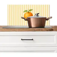 KitchenYeah Spatscherm keuken 60x30 cm - Kookplaat achterwand Sinaasappel - Strepen - Oranje - Zomers - Muurbeschermer - Spatwand fornuis - Hoogwaardig aluminium