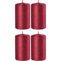 Enlightening Candles Cilinderkaars/stompkaars - 4x - rood - 6 x 10 cm - 25 branduren - sfeerkaarsen - kaarsen - Woondecoraties