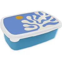 MuchoWow Broodtrommel Blauw - Lunchbox Minimalistisch - Organisch patroon - Blauw - Brooddoos 18x12x6 cm - Brood lunch box - Broodtrommels voor kinderen en volwassenen