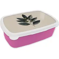MuchoWow Broodtrommel Roze - Lunchbox Laurierbladeren - Bloemknoppen - subtiel - Brooddoos 18x12x6 cm - Brood lunch box - Broodtrommels voor kinderen en volwassenen