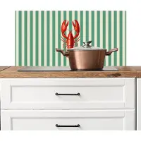 KitchenYeah Spatscherm keuken 90x45 cm - Kookplaat achterwand Kreeft - Strepen - Realistisch - Zomers - Muurbeschermer - Spatwand fornuis - Hoogwaardig aluminium