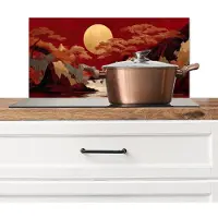 KitchenYeah Spatscherm keuken 60x30 cm - Kookplaat achterwand Volle maan - Landschap - Waterval - Muurbeschermer - Spatwand fornuis - Hoogwaardig aluminium