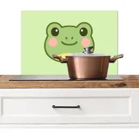 KitchenYeah Spatscherm keuken 70x50 cm - Kookplaat achterwand Kikker - Groen - Vriendelijkheid - Muurbeschermer - Spatwand fornuis - Hoogwaardig aluminium