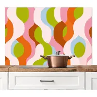 KitchenYeah Spatscherm keuken 120x80 cm - Kookplaat achterwand Abstract - Vormen - Roze - Muurbeschermer - Spatwand fornuis - Hoogwaardig aluminium