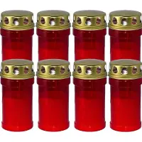 Trend Candles grafkaars - 8x - gedenklicht met deksel - rood - 7 x 14 cm - 2,5 dag - Gedenkkaars - Graflicht/herdenkingslicht