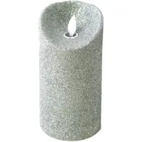 Gerimport LED kaars/stompkaars - zilver - H15 cm - glitters - kerst kaarsen