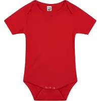 Logostar Basic rompertje voor babys - rood - katoen - 240 grams - baby kleding - kraamcadeau - korte mouwen 80