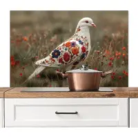 KitchenYeah Spatscherm keuken 100x65 cm - Kookplaat achterwand Duif - Bloemen - Natuur - Muurbeschermer - Spatwand fornuis - Hoogwaardig aluminium