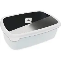 MuchoWow Broodtrommel Wit - Lunchbox Speelkaart - Klaver - Abstract - Zwart - Brooddoos 18x12x6 cm - Brood lunch box - Broodtrommels voor kinderen en volwassenen