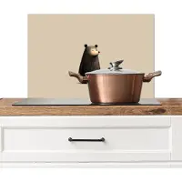 KitchenYeah Spatscherm keuken 60x40 cm - Kookplaat achterwand Beer - Donkerbruin - Minimalistisch - Muurbeschermer - Spatwand fornuis - Hoogwaardig aluminium